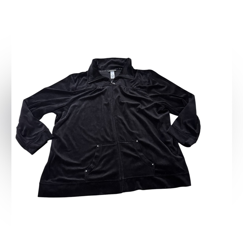 Catherines | Black Velour Zip-Up Bomber Jacket Size 3X Like New Condition